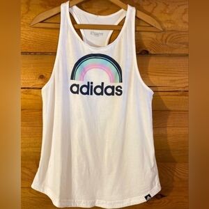 Adidas Rainbow White Tank Size Large, Exc Condition